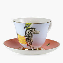 Carica l'immagine nel visualizzatore di Gallery, Tazza da tè con piattino Yvonne Ellen Carnival Zebras
