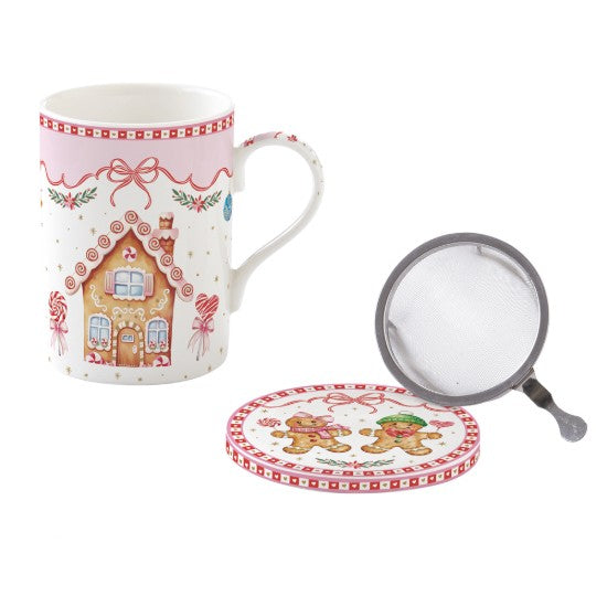 Tazza in porcellana, 350ml, con coperchio e infusore, 