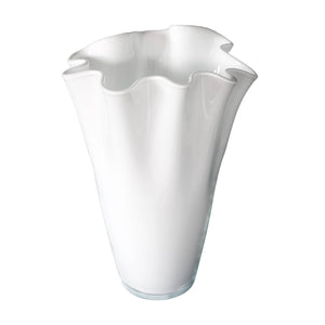 Vaso in vetro opaco bianco ondulato Vaso in vetro