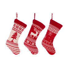 Carica l&#39;immagine nel visualizzatore di Gallery, Calza Befana rossa con fiocco di neve Christmas Carol NUVOLE DI STOFFA
