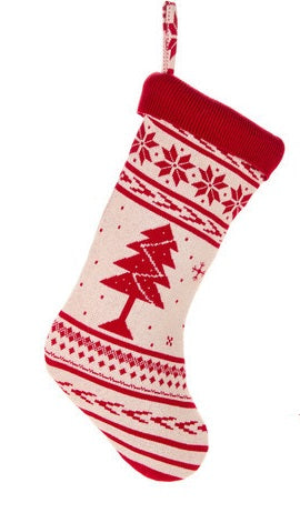 Calza Befana rossa con abete Christmas Carol NUVOLE DI STOFFA