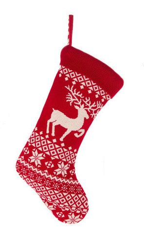 Calza Befana rossa con renna Christmas Carol NUVOLE DI STOFFA