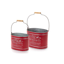 Carica l&#39;immagine nel visualizzatore di Gallery, Set 2 contenitori in metallo rosso anticato Christmas Carol NUVOLE DI STOFFA
