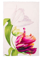Carica l&#39;immagine nel visualizzatore di Gallery, Canovaccio 100% lino 45x70 Tulipani Bianco e Rosso
