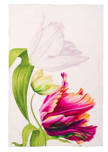 Canovaccio 100% lino 45x70 Tulipani Bianco e Rosso