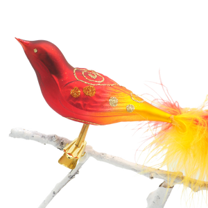 Uccello di vetro FIRE - Decorazione natalizia in vetro