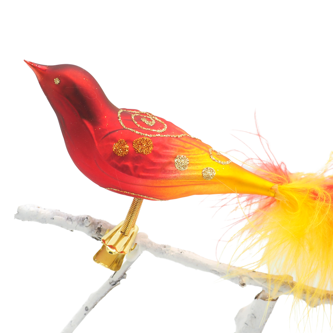 Uccello di vetro FIRE - Decorazione natalizia in vetro