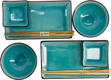 Carica l&#39;immagine nel visualizzatore di Gallery, Set sushi 8 pezzi Tokyo Design Studio Glassy Turquoise
