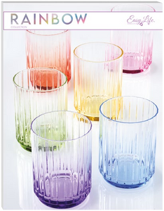 Set 6 tumbler in vetro multicolor rigato Rainbow