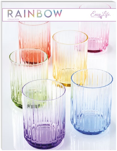 Set 6 tumbler in vetro multicolor rigato Rainbow