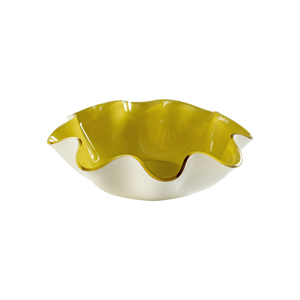Centrotavola fruttiera Ø30 Atlantica Giallo/Bianco