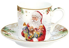 Carica l&#39;immagine nel visualizzatore di Gallery, Set 2 tazzine da caffè con piattino in porcellana collezione Santa Is Coming
