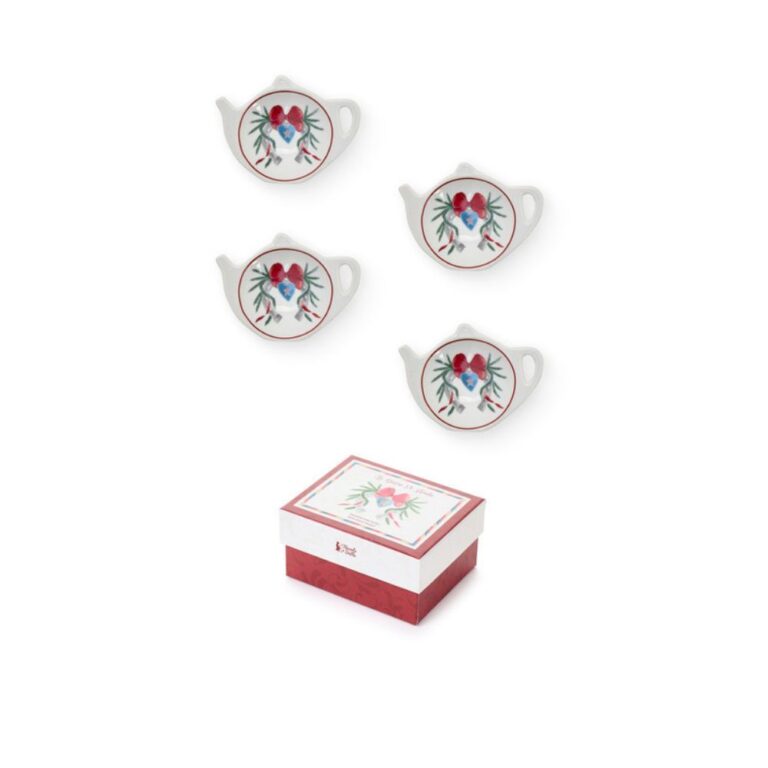 Set 4 piattini poggiabustina o poggiabiscotto con scatola Nuvole di stoffa