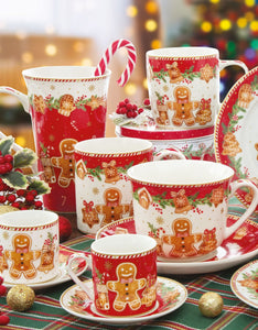 Tazza in porcellana 400ml con piattino Fancy Gingerbread