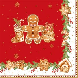 Confezione 20 tovaglioli carta 33x33 Fancy Gingerbread