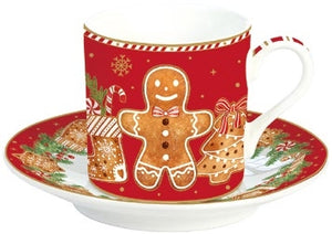 Set 2 tazzine da caffè con piattino Fancy Gingerbread