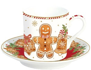 Set 2 tazzine da caffè con piattino Fancy Gingerbread