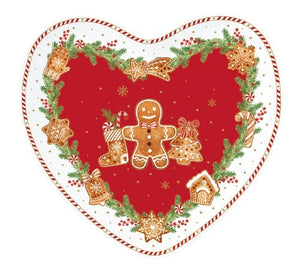 Piatto a cuore in porcellana Fancy Gingerbread