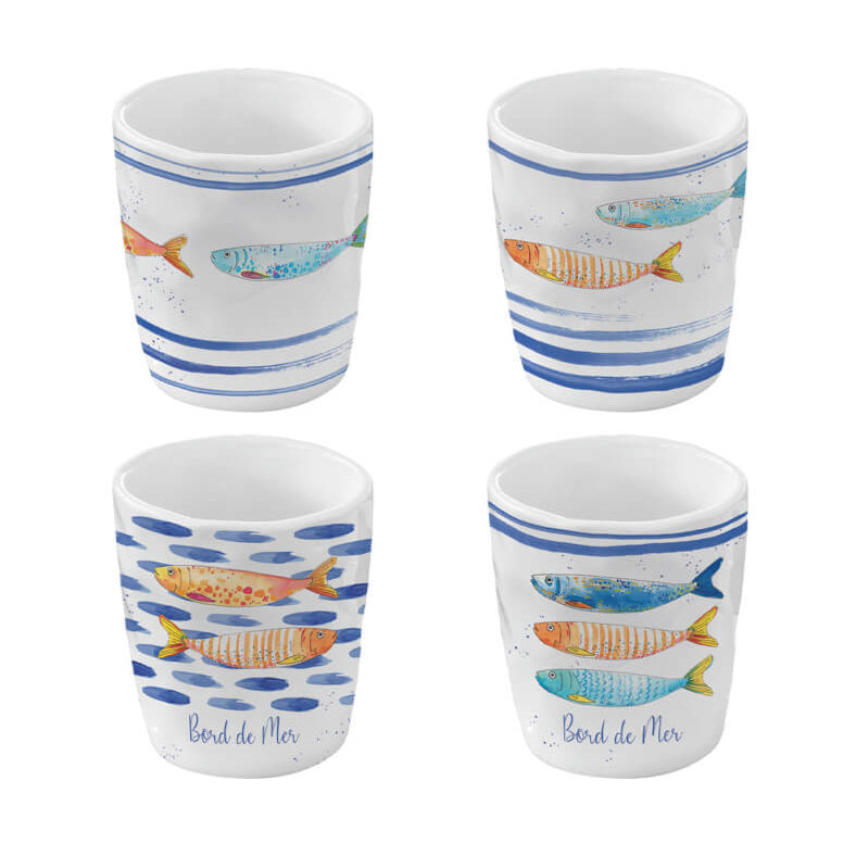 Set 4 bicchierini caffè 120 ml in porcellana BORD DE MER
