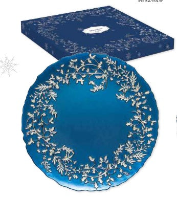 Piatto natalizio in vetro blu GLASS PLATE