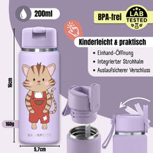 Carica l'immagine nel visualizzatore di Gallery, Borraccia termica TINY per bambini in acciaio inox - gatto lilla
