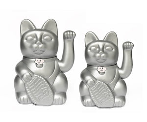Gatto portafortuna Maneki Neko h15 Argento "Fortuna negli affari"