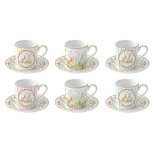 Carica l&#39;immagine nel visualizzatore di Gallery, Set 6 tazzine caffè con piattino in porcellana Happy Easter Easy Life
