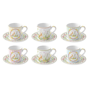 Set 6 tazzine caffè con piattino in porcellana Happy Easter Easy Life