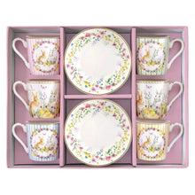 Carica l&#39;immagine nel visualizzatore di Gallery, Set 6 tazzine caffè con piattino in porcellana Happy Easter Easy Life
