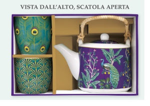 Set teiera e due bicchierini in porcellana in confezione regalo IMPERIAL PEACOCK