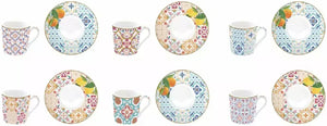 Set 6 tazzine caffè + piattino porcellana Siracusa Easy Life