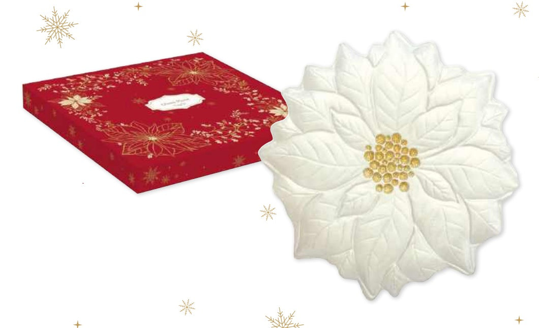 Piatto in vetro forma fiore bianco perla GLASS PLATE