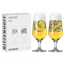 Carica l&#39;immagine nel visualizzatore di Gallery, Set 2 calici pils onde e acqua #2 RITZENHOFF
