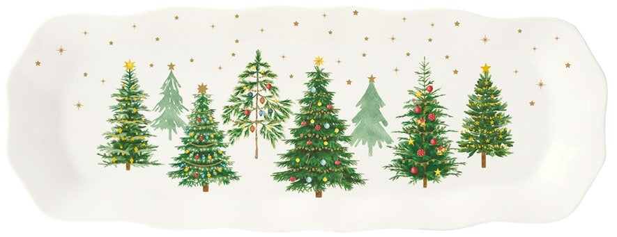 Vassoio 37x14 in porcellana Festive Trees - Prezzo Outlet