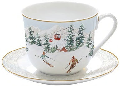 Tazza in porcellana da colazione 400 ml con piatto Chalet
