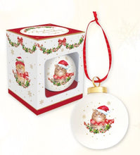 Carica l&#39;immagine nel visualizzatore di Gallery, Pallina di natale in ceramica gatto rosso con sciarpa CHRISTMAS CAT
