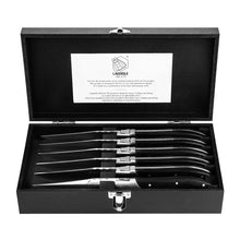 Carica l'immagine nel visualizzatore di Gallery, Cofanetto 6 coltelli bistecca Laguiole Luxury Line manico Pakka Nero
