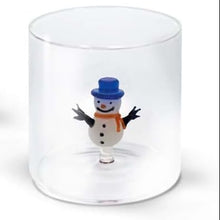 Carica l&#39;immagine nel visualizzatore di Gallery, Bicchiere in vetro con soggetto interno Pupazzo di Neve
