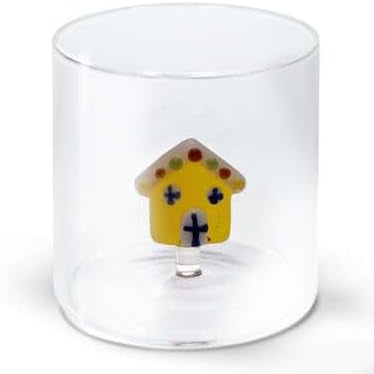 Bicchiere in vetro con soggetto interno Casetta Marzapane