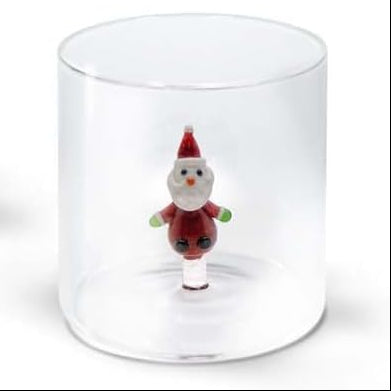 Bicchiere in vetro con soggetto interno Babbo Natale 2