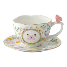 Carica l&#39;immagine nel visualizzatore di Gallery, Tazza da tè 240ml con piattino Dancing Butterflies
