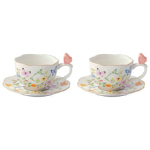 Carica l&#39;immagine nel visualizzatore di Gallery, Set due tazzine caffè con piattino Dancing Butterflies
