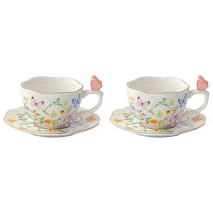 Set due tazzine caffè con piattino Dancing Butterflies