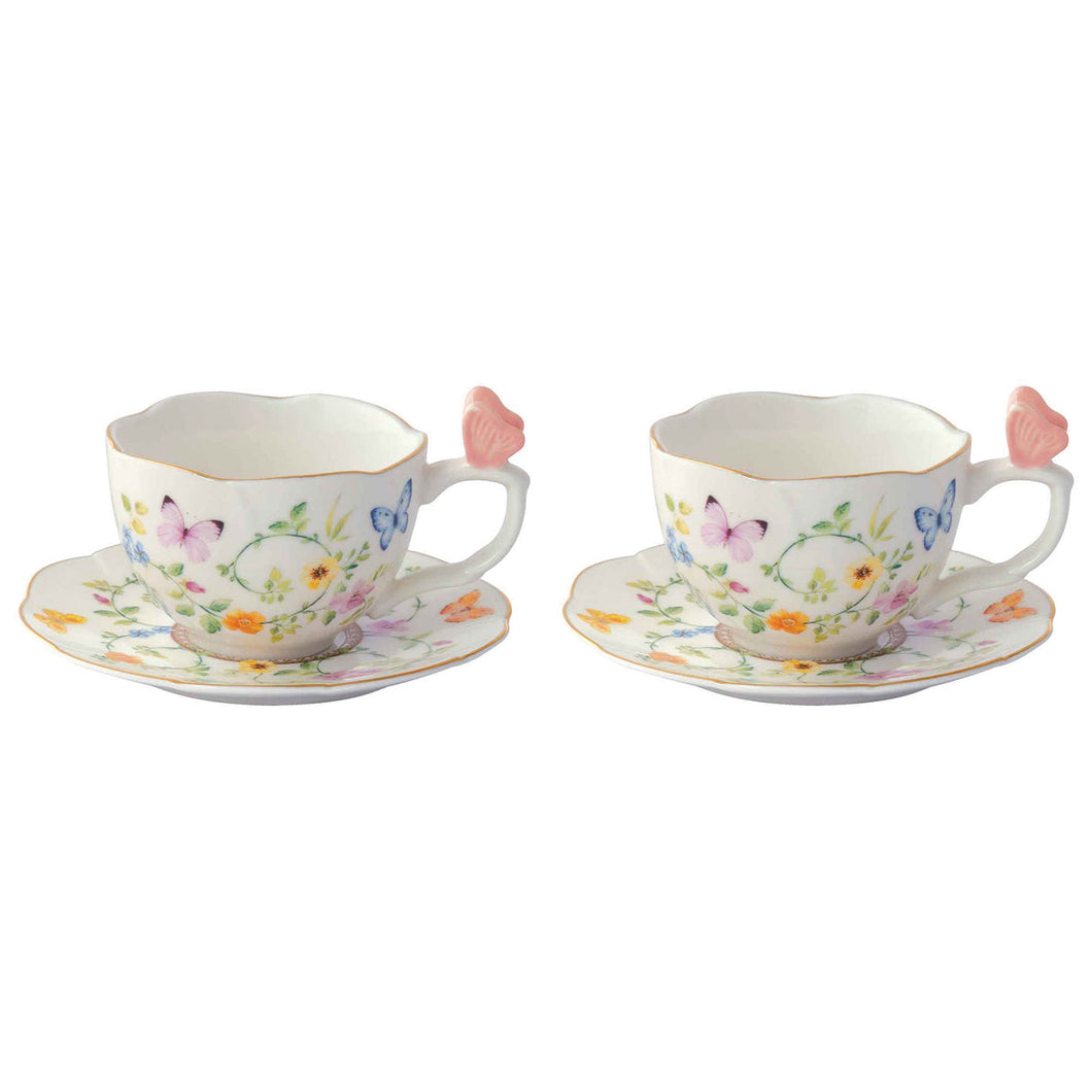 Set due tazzine caffè con piattino Dancing Butterflies