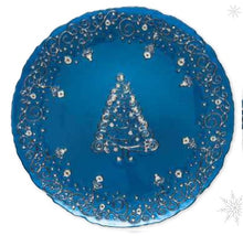 Carica l&#39;immagine nel visualizzatore di Gallery, Piatto natalizio in vetro blu GLASS PLATE
