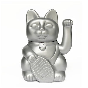 Gatto portafortuna Maneki Neko h15 Argento "Fortuna negli affari"