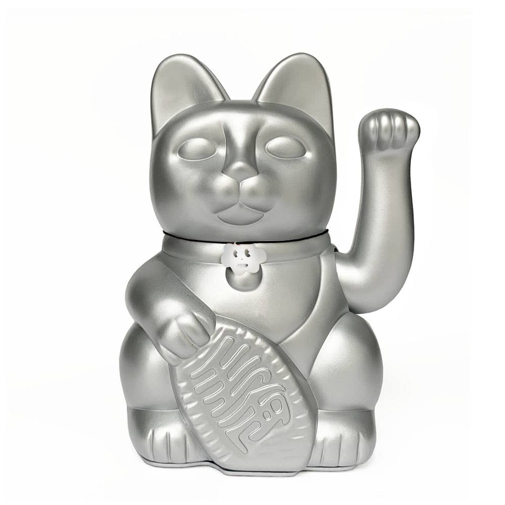 Gatto portafortuna Maneki Neko h15 Argento 