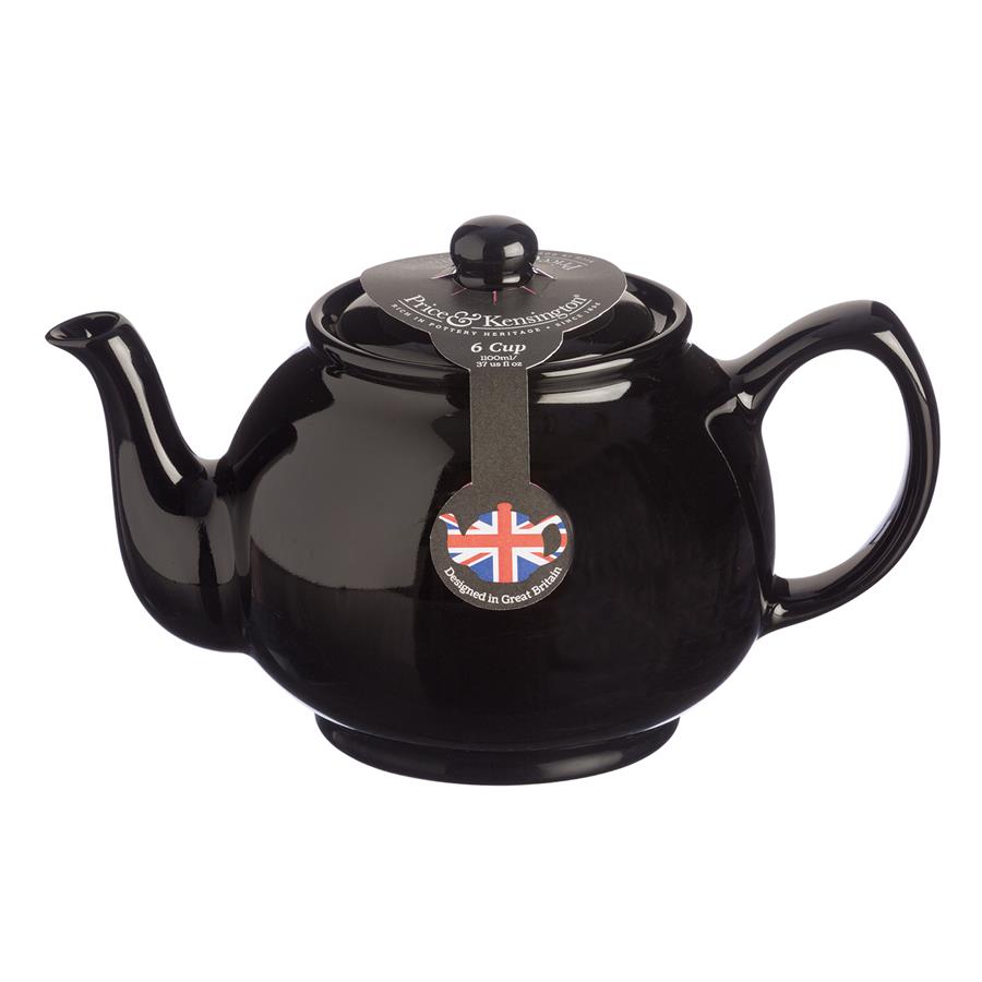 Teiera in porcellana 1100ml 6 Cup Teapot Glossy Black