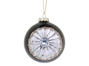 Pallina di Natale con riflettore nera in vetro CHIC ANTIQUE