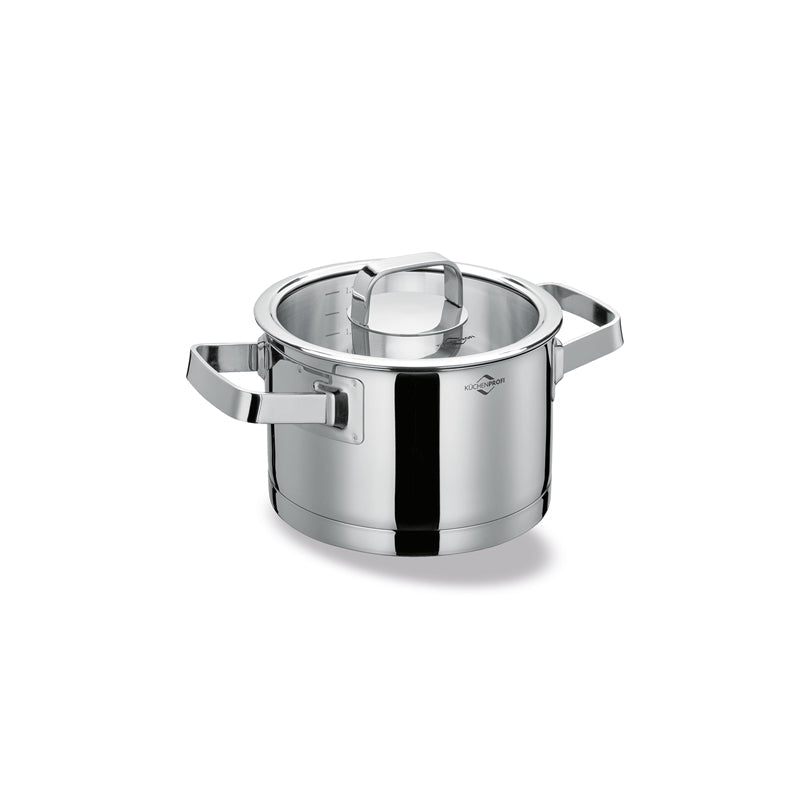 Casseruola acciaio inox con coperchio in vetro Ø16 lt.2 KÜCHENPROFI SAN REMO